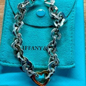 Tiffany & Company Sterling Silver and 18k gold Heart link bracelet
